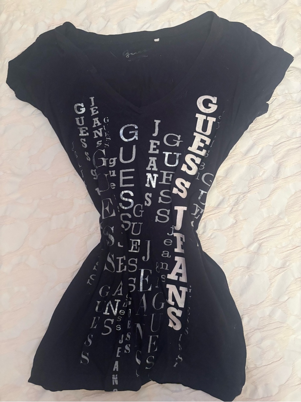 Vintage Guess Jeans Black V-Neck Graphic Dress